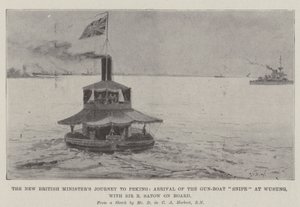 Le voyage du nouveau ministre britannique à Pékin, arrivée du canonnière Snipe à Wusung, avec Sir E Satow à bord - Henry Charles Seppings Wright